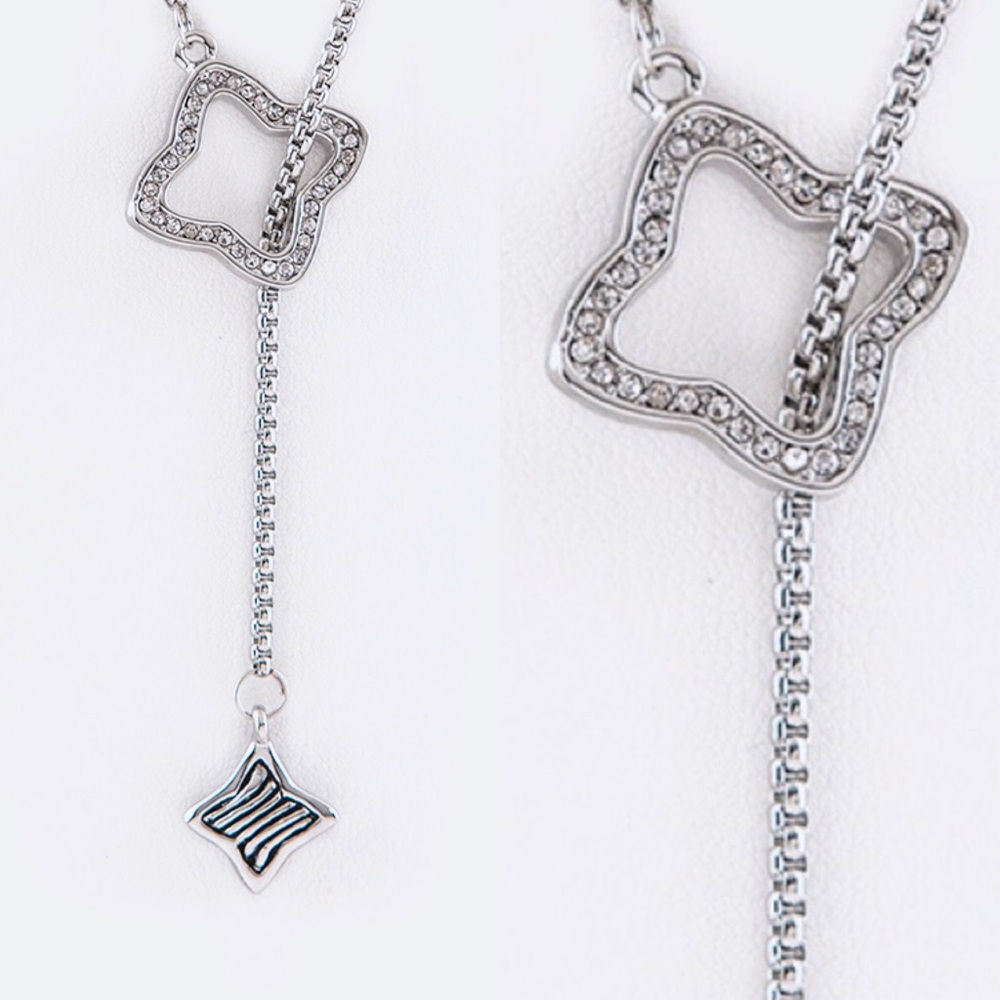 CZ Quatrefoil Drop Necklace